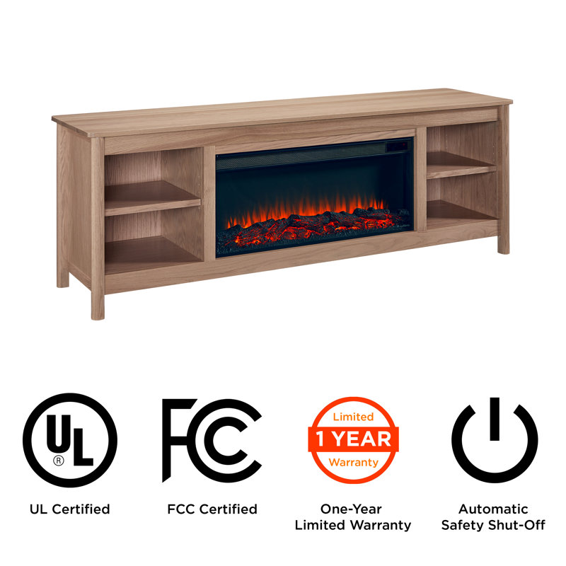 Kells 81" Electric Fireplace TV Stand, Light Oak