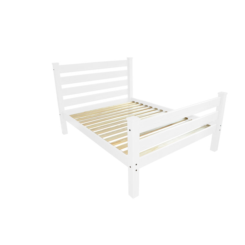 White Solid Wood Full Bed Frame