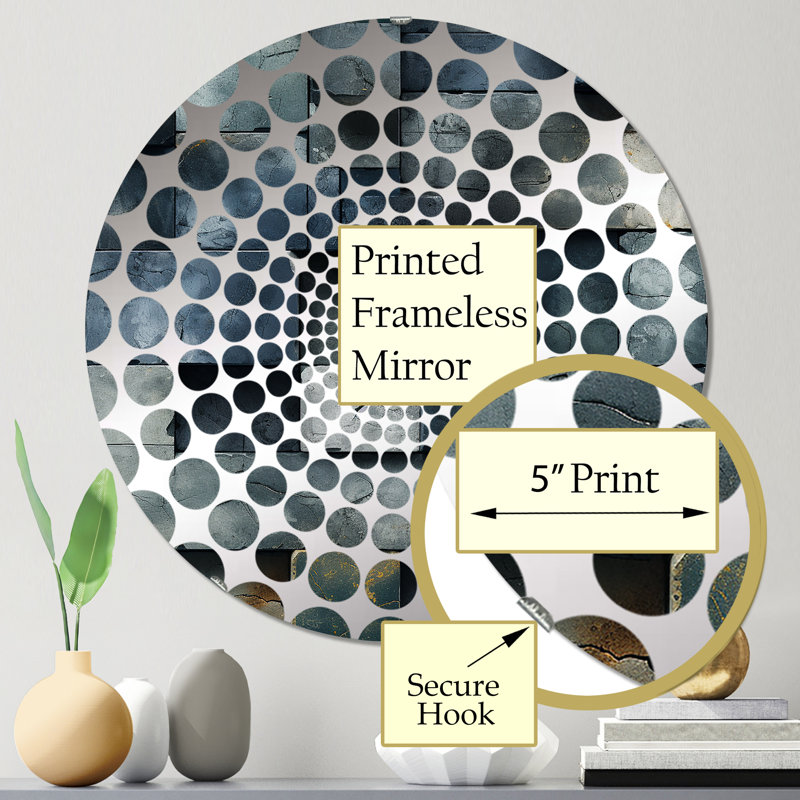 Illusion de mur architectural en béton - Miroir décoratif à cercles concentriques, 23,6 po x 23,6 po