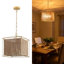 Lustre 4 lumières Coastal Boho Rattan avec abat-jour tissé à la main pour îlot de cuisine