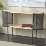 Oval Two-Toned 1 Shelf Console Table With Mesh Side Panels And Tabletop