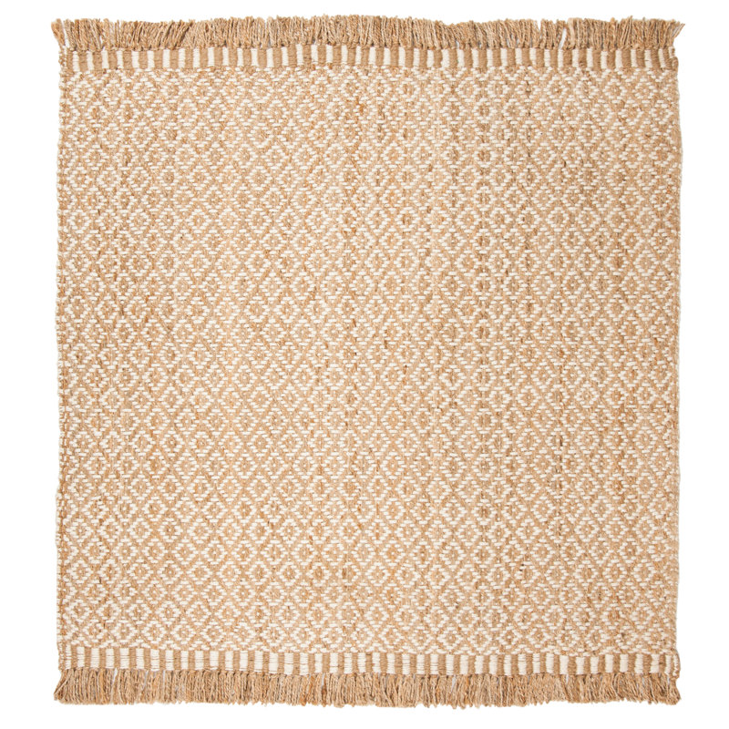 Nicholson Geometric Hand Woven Jute Rug, Square 7'