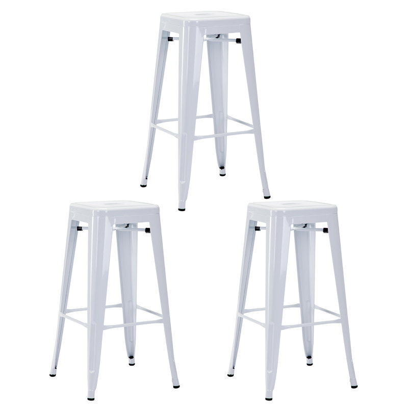 Stainless Steel Outdoor Stool, Glossy White