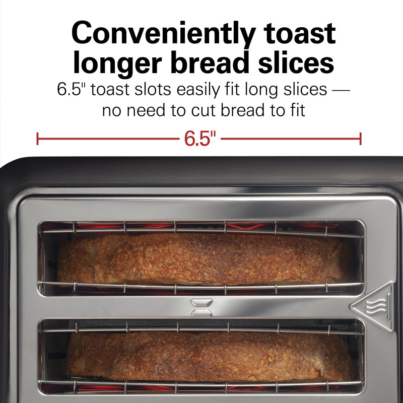Matte Black and Stainless Steel 2-Slice Long Slot Toaster