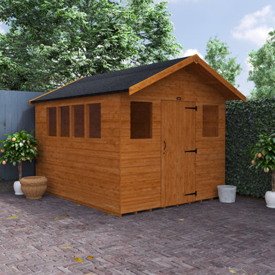 8 ft. W x 10 ft. D Solid Wood Shiplap Apex Garden Shed