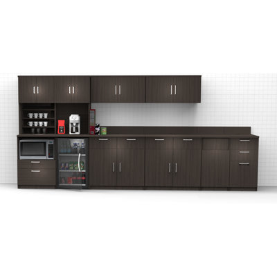 Buffet Sideboard Kitchen Break Room Lunch Coffee Kitchenette Cabinets 8 Pc Espresso – Factory Assembled (Furniture Items Purchase Only) -  Breaktime, 3071
