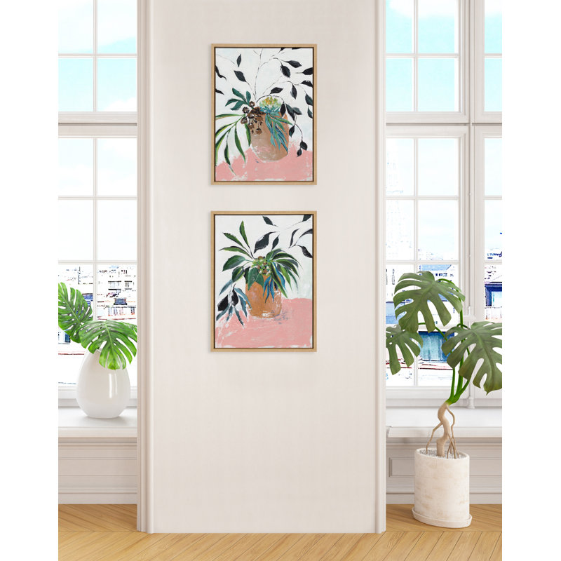 «Wild Foliage l and II» par Nikita Jariwala, ensemble d'art mural sur toile encadrée, Encadré naturel