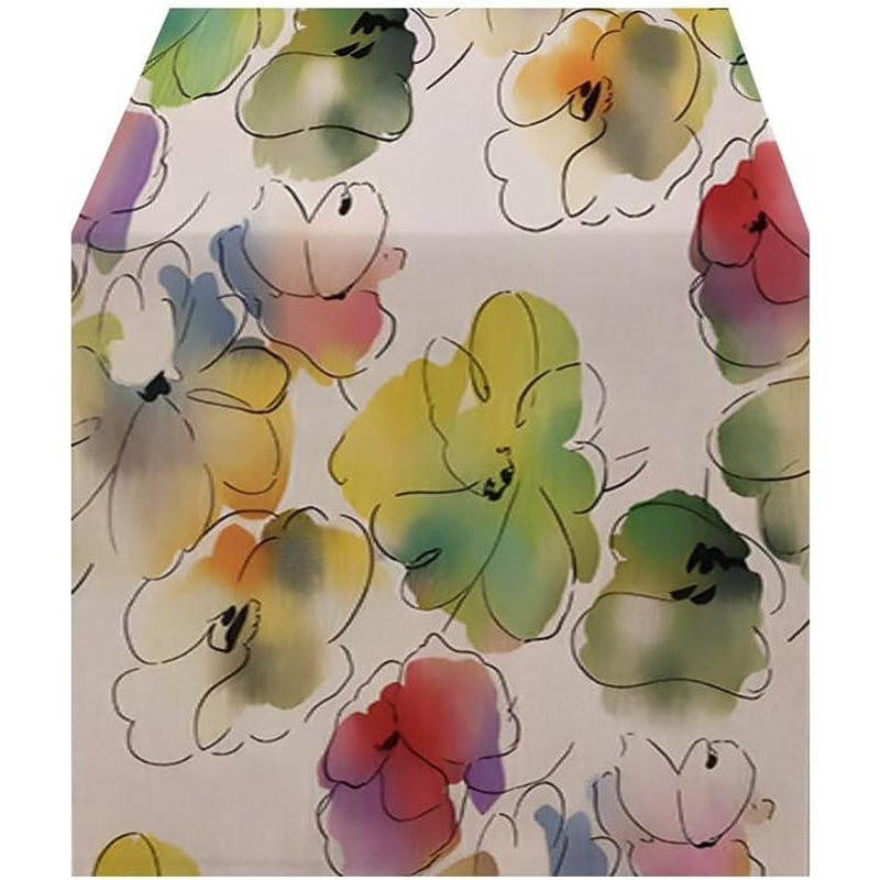 Colorful Floral Table Runner - Multi-Color - Spring/Summer, Kitchen & Dining Decor, Holiday & Party Accent, 9.3" L x 7" W