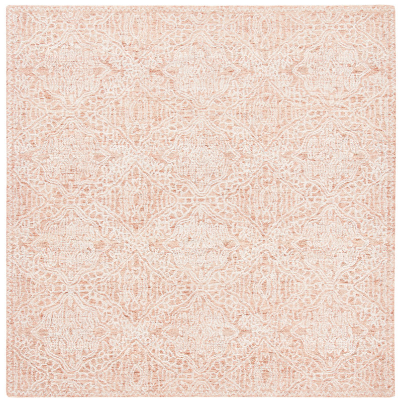 Robblee Hand Tufted Wool/Cotton Geometric Rug in Ivory, Square 7'