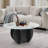 31.5" Round Glass Coffee Table With Wood Base  For Living Room-2028826446-2028826443