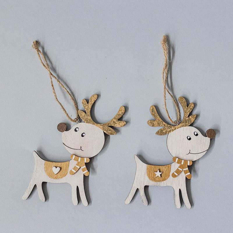 Renne suspendu en bois, ensemble de 2