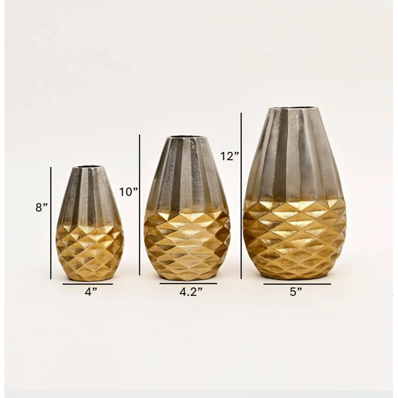 Vases | Vases décoratifs en forme de ruche dorée décoratifs en or et en nickel | Ensemble de 3 