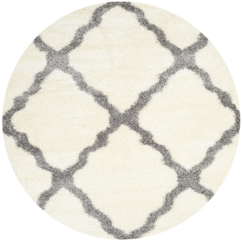 Bertl Shag Performance Geometric Rug, Round 6'7"