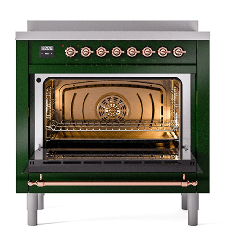 Cuisinière à induction 36 pouces avec 6 éléments à induction ILVE Nostalgie II Series (porte en verre)