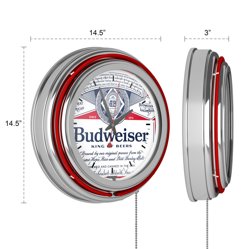 Budweiser Label Design Retro Neon Wall Clock