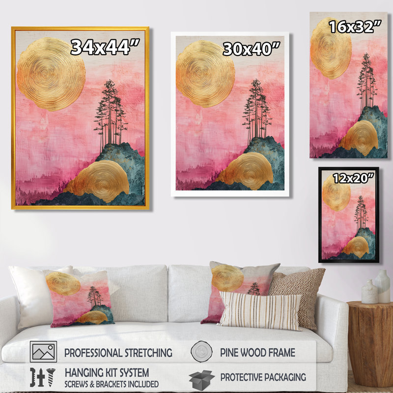 Décoration murale Alvord - Paysages, H 40 po x l 30 po, Impression encadrée flottante, Doré
