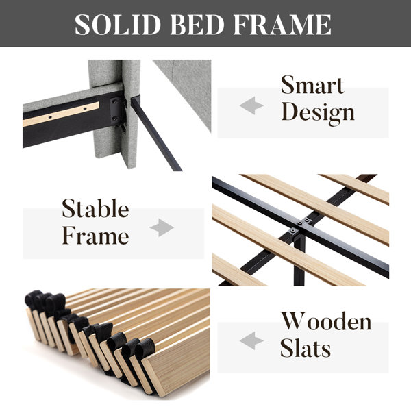 Lark Manor Hilbert Upholstered Low Profile Platform Bed Frame with ...