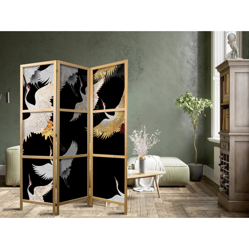 171cm H Solid Wood Folding Room Divider, 171cm H x 135cm W x 1.2cm D, 5