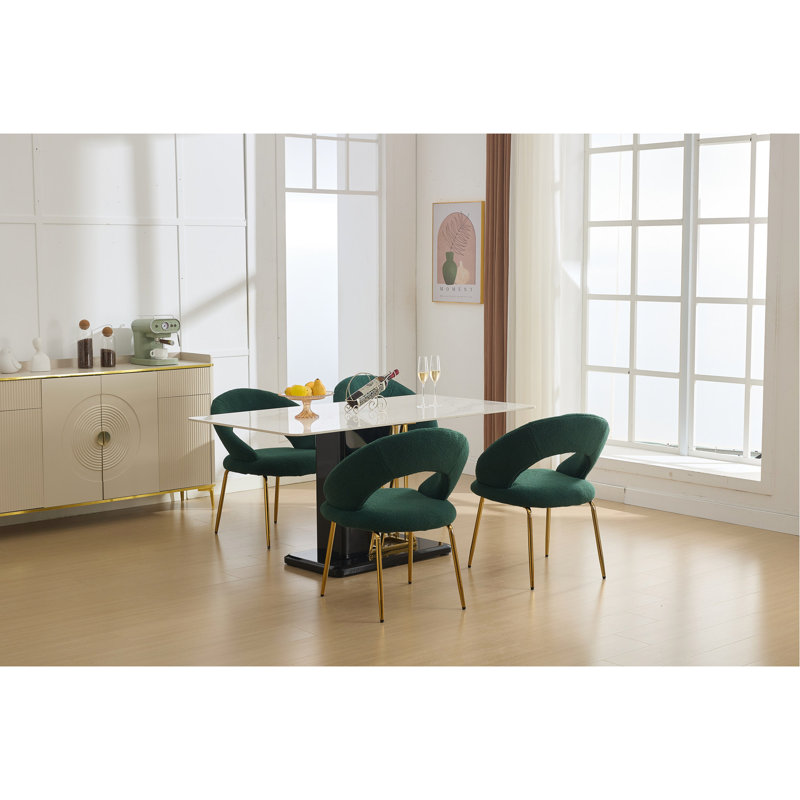 Chaise de salle à manger avec dossier ergonomique, rembourrage en mousse, structure en contreplaqué, chaise de style moderne en métal, pieds