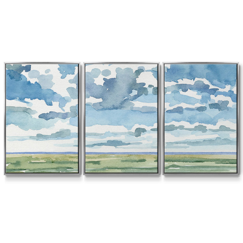 Open Sky Study I - Multi Piece Framed Canvas_2740597C, H 24 po x l 48 po x P 2 po, Argent
