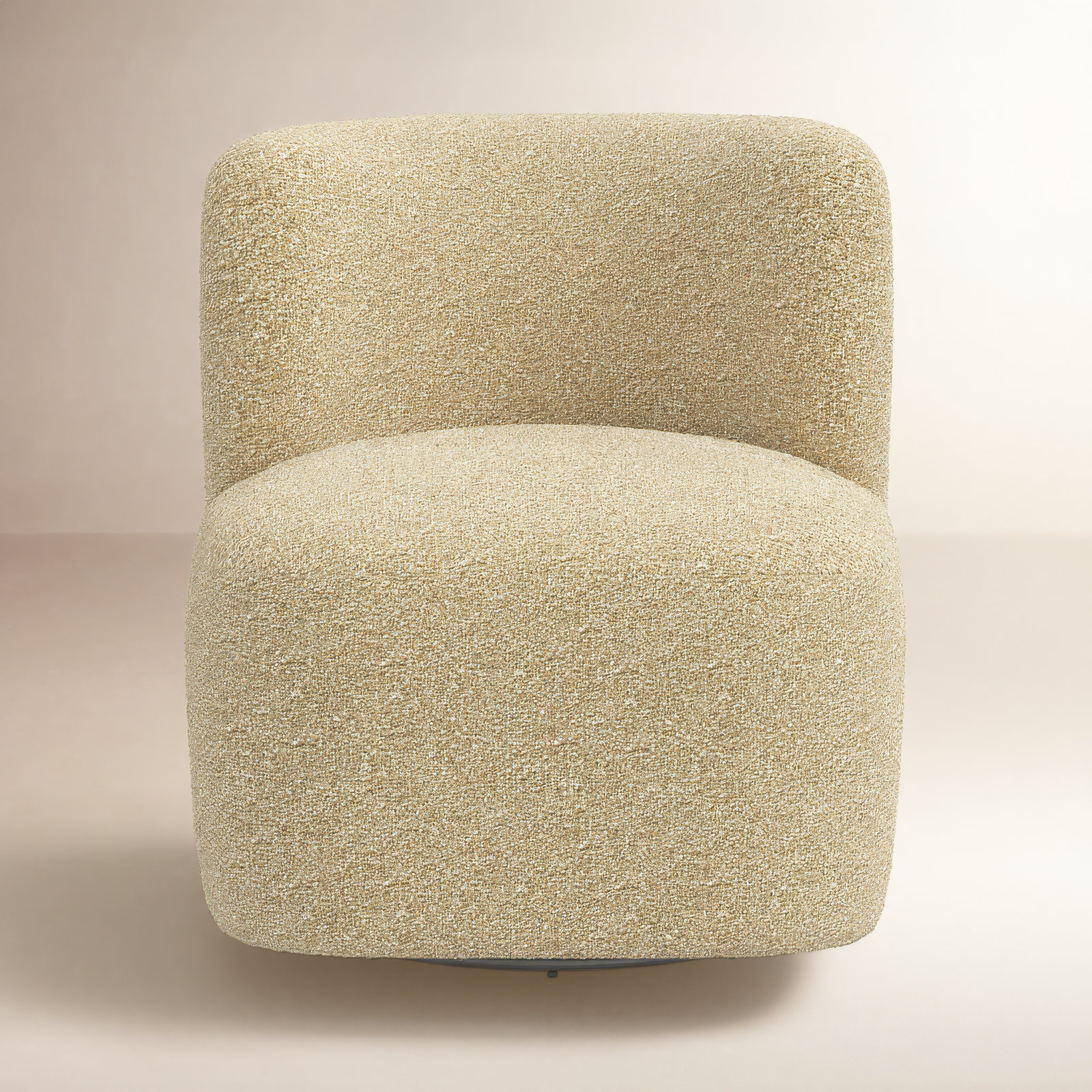 Mariza Cotton Swivel Lounge Chair, Classic Buff Boucle