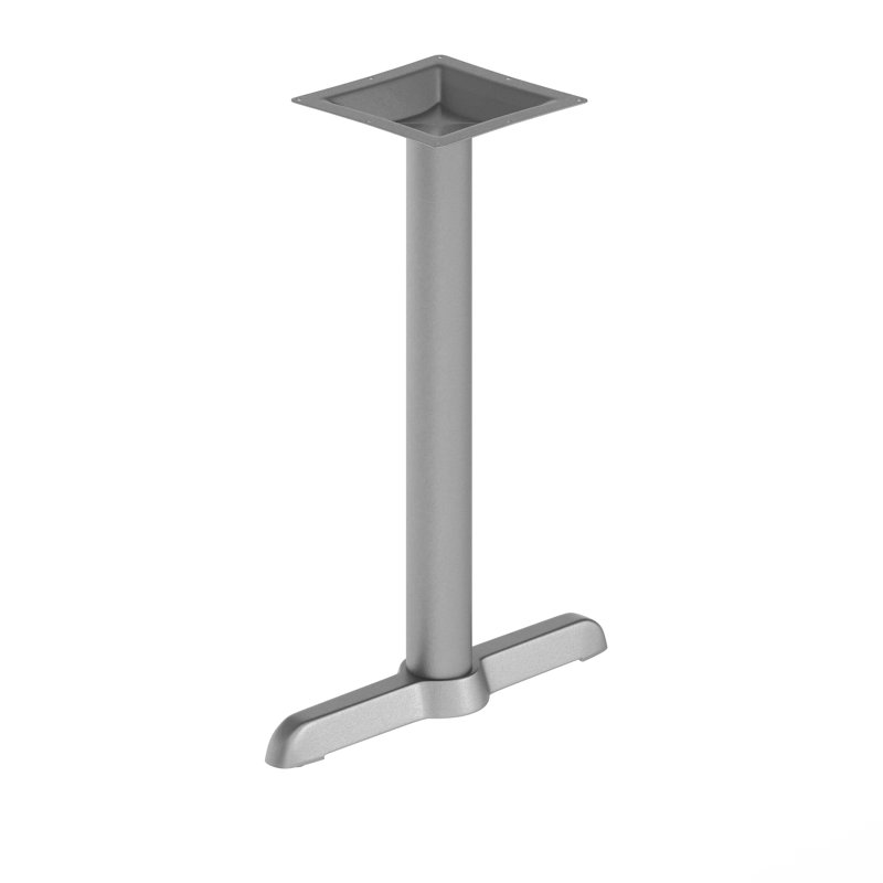 Table de restaurant 5 po x 22 po avec colonne en T de 3 po Jackson Heights, Hauteur de la table: 30 po, Argent argent