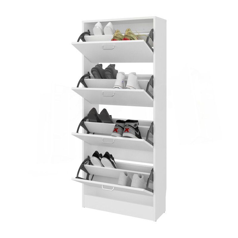 Range-chaussures 4 portes Kobuk, 4 tablettes, Blanc
