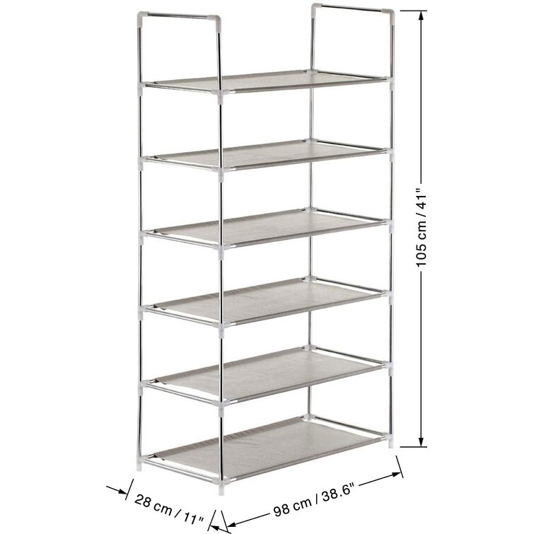 Halter 5 Tier Stainless Steel Shoe Rack Shoe Storage Stackable Shelves - Gray