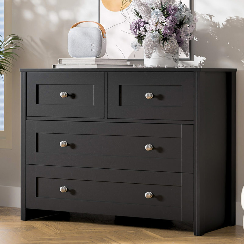4 Drawer Dresser for Bedroom, Large Wood Dressers & Chests of Drawers Long Modern Sideboard Buffet Cabinet with Storage Accent Cabinets for Living Room, Hallway, Entryway