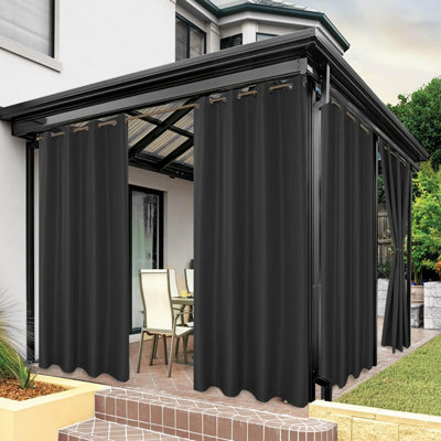 Outdoor Patio Curtains - Water Resistant, Privacy & Light Filtering, 84"X108"(Charcoal)