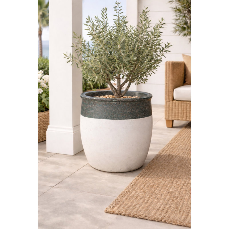 Pot à fleurs 19 po Tarsus - rivage / blanc mat, H 18 po x l 18,5 po x P 18,5 po