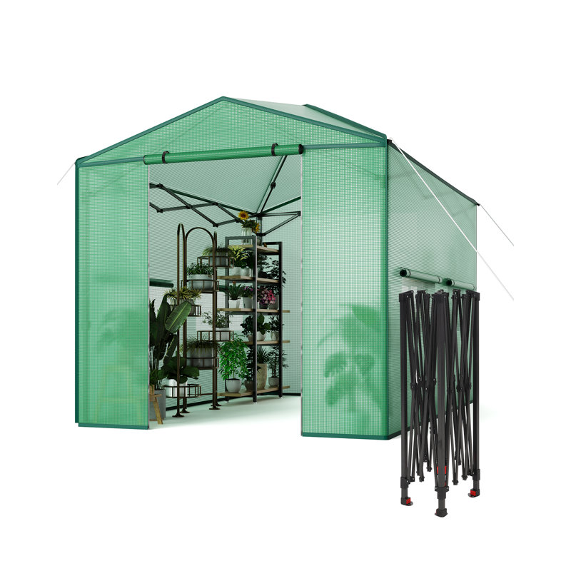 Walk-in Pop Up Greenhouse Tent with Galvanised Steel Frame & UV-Resistant PE Cover | Portable Outdoor Plant Shelter for Garden, Patio & Balcony – Green