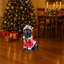 Statue de Noël de chien, figurine de chien de Noël en tenue de père Noël rouge