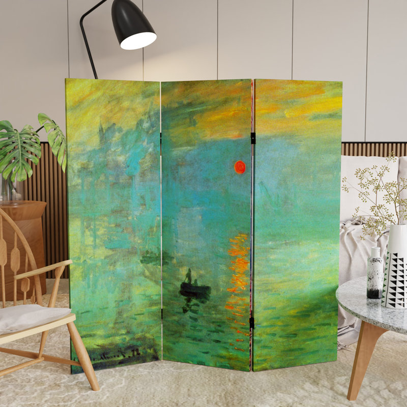 Monet Impressionist Art Canvas Room Divider, 48" H x 47.25" W x 1" D