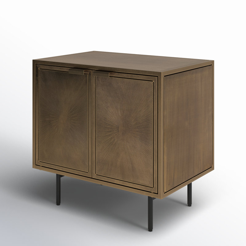 Sunburst Nightstand, Aged Brass