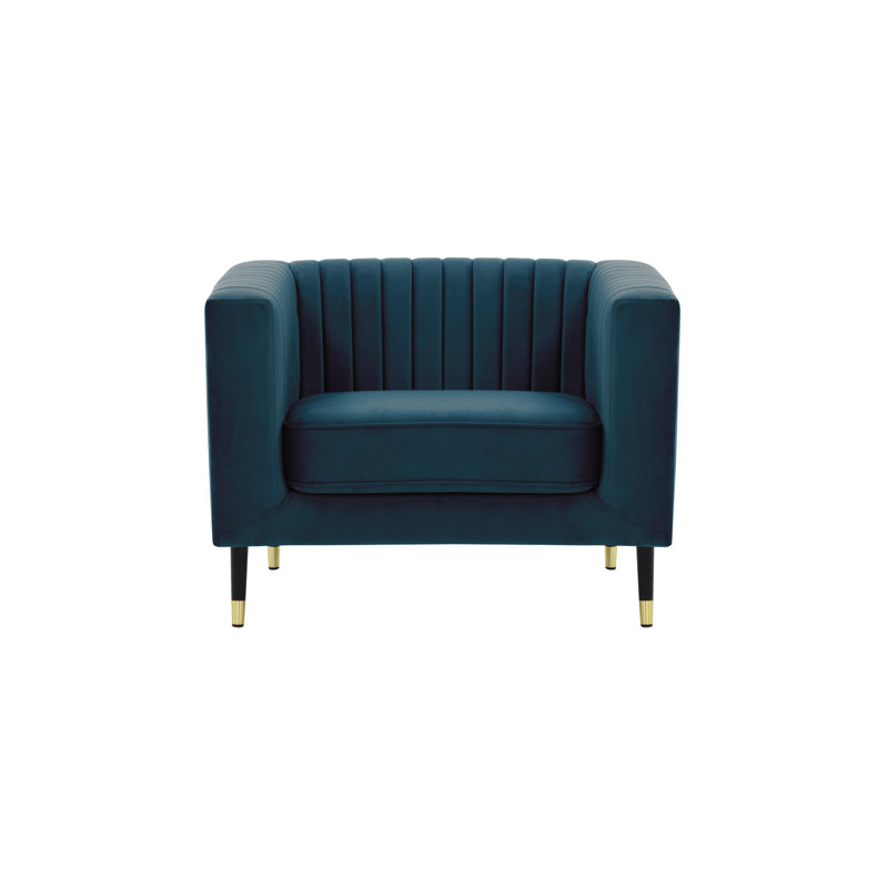 Clevenger Velvet Armchair, Dark Blue
