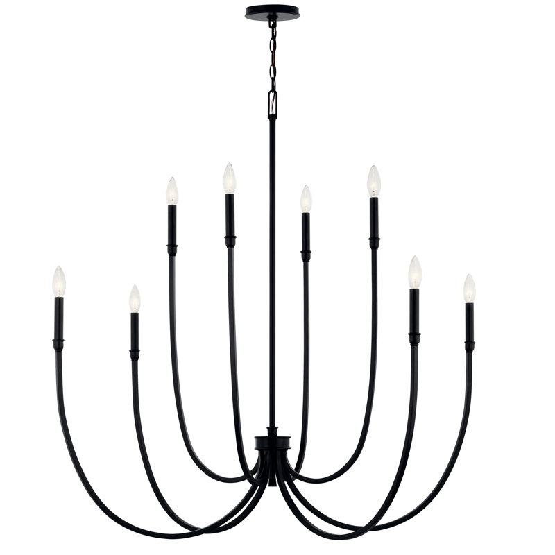 8 - Light Steel Dimmable Classic / Traditional Chandelier, Satin Black