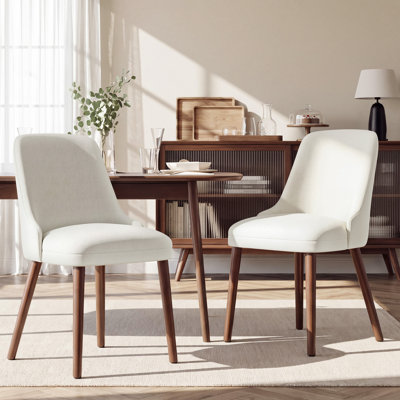 High Back Dining Chair with Ergonomic Curved Back, Padded Seat & Solid Wood Legs