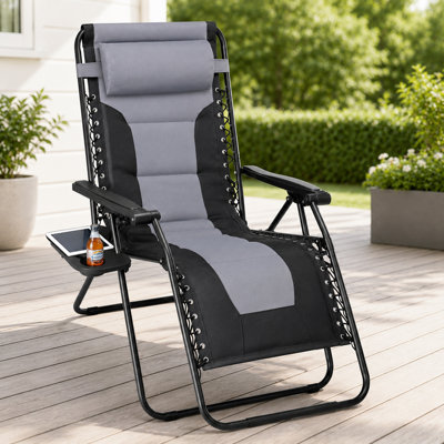 Relaxing Recliners Patio Chairs Adjustable Steel Mesh Zero Gravity Lounge Chair Beach Chairs With Pillow And Cup Holder