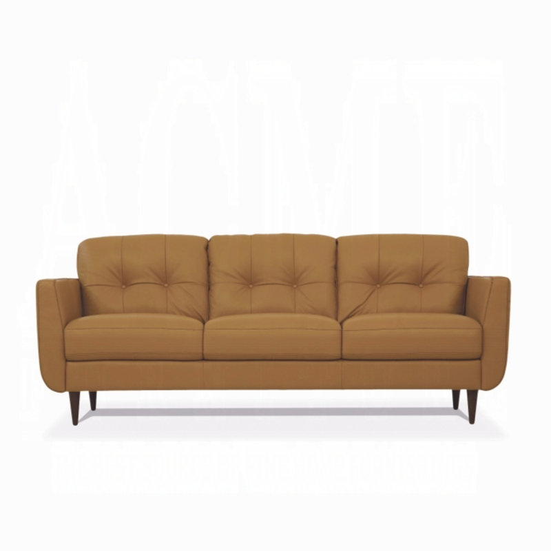 Bove 83" Genuine Leather Flared Arm Sofa, Tan Faux Leather