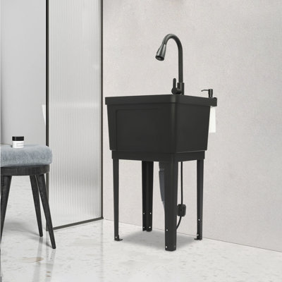 Laundry Sink With Stainless Steel Pull Down Faucet