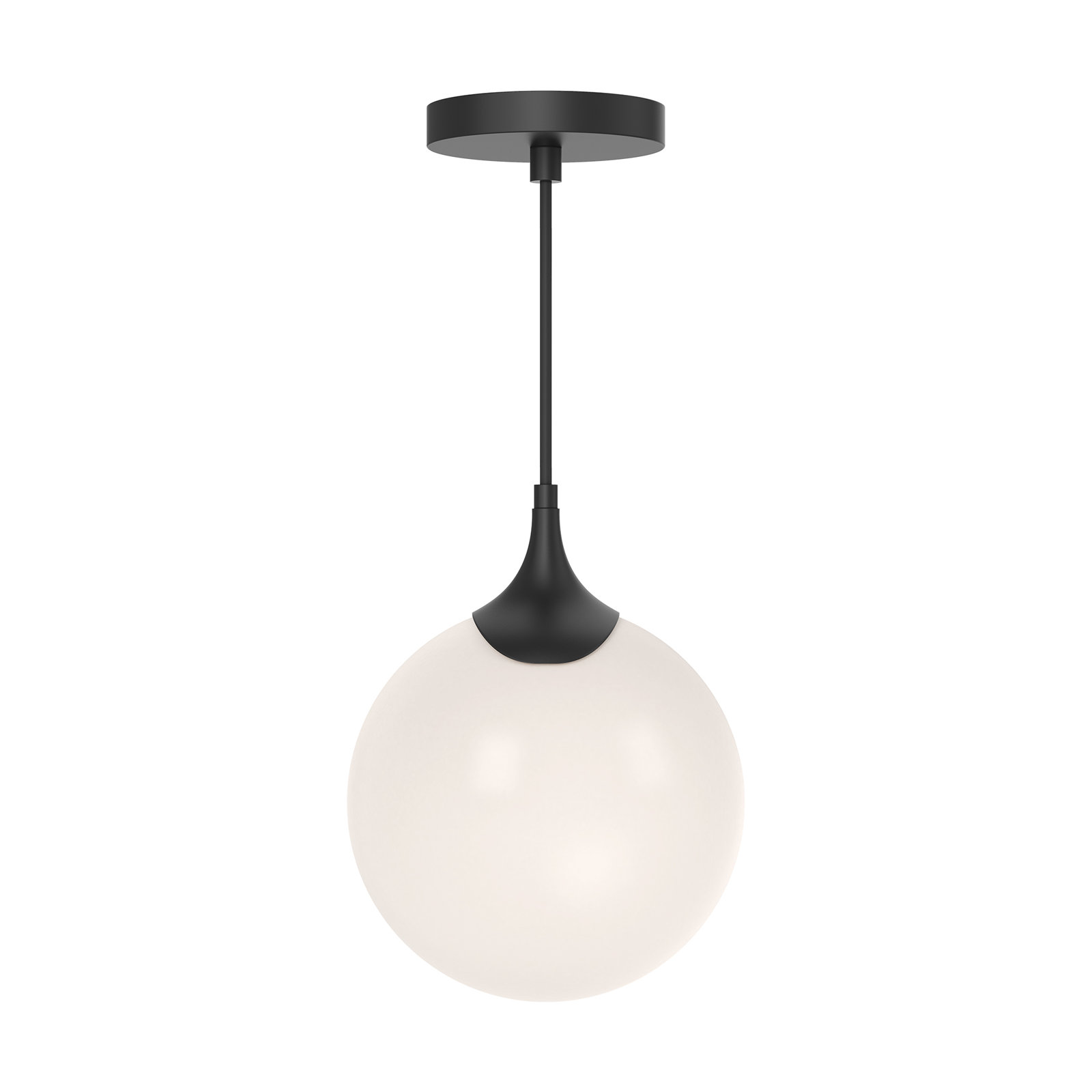 Nedra Single Light Glass Steel Pendant, Matte Black