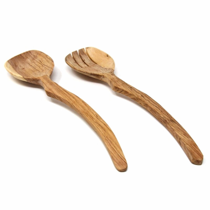 Ensemble de service courbé en bois d'olivier