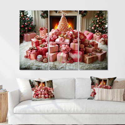 Ensemble de salon de Noël rose et rouge