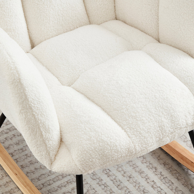 Fauteuil coulissant blanc avec revêtement doux, structure en métal, grande capacité de 300 lb, facile à assembler pour les espaces de loisirs