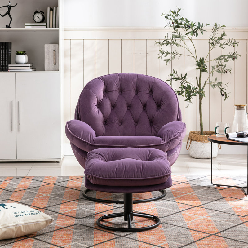 Chaise de salon avec repose-pieds Accent Chair, Mauve