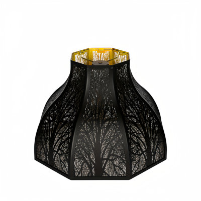 Eight-petal lotus etched woods metal lampshade (outside and inside)