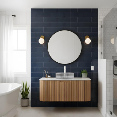 Meuble-lavabo de 36 pouces avec lavabo rond en verre transparent