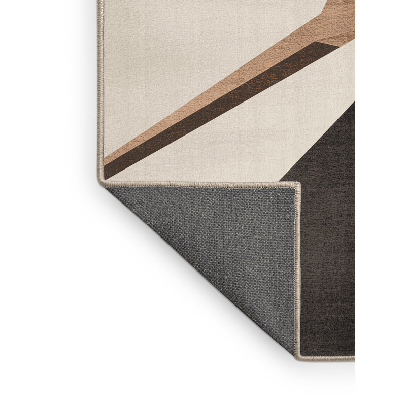 Tapis beige moelleux et moelleux à motif de saut à ski moelleux et moderne, 4 x 6