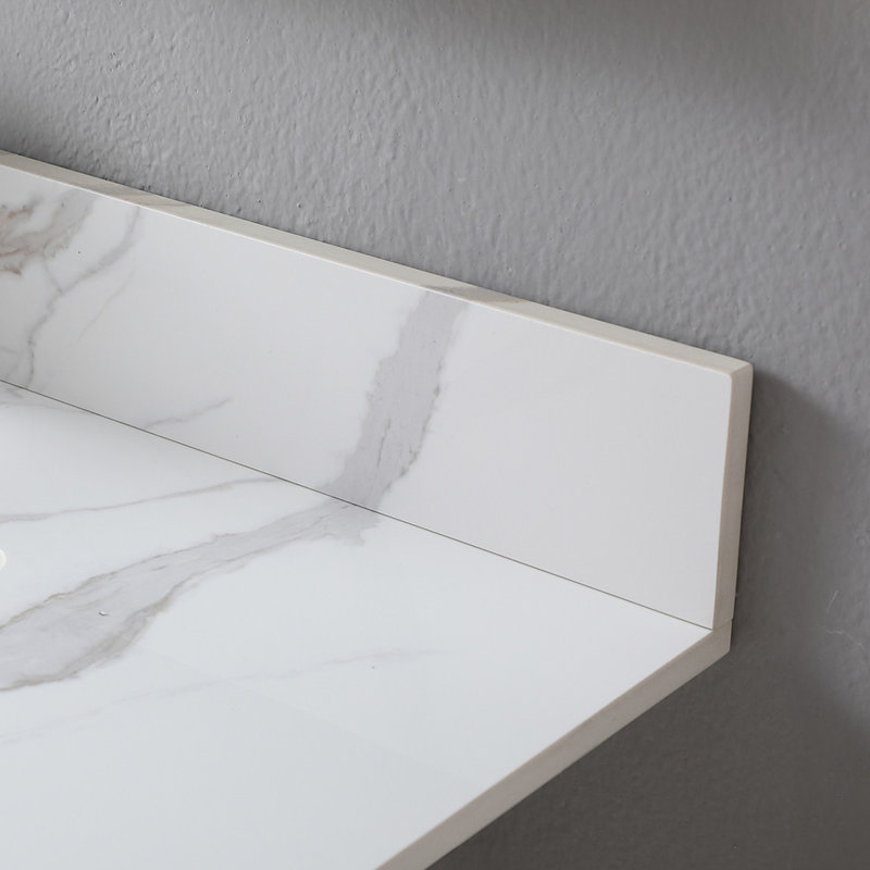 37 in. White Engineered Stone Composite Vanity Top with Rectangular Sink